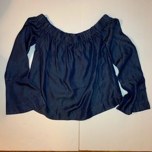 Seven For All Mankind Denim Off Shoulder Top